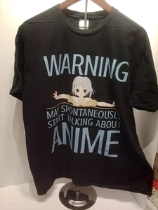 Camiseta Negra "Advertencia Puede Espontáneamente Empezar a Hablar de Anime" Gráfico... - Imagen 1 de 3