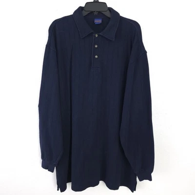 Pendleton Sweater Mens XL Blue 100% Cotton Long Sleeve Polo Collared Ribbed Knit - Image 1 of 4