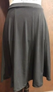 Liz Claiborne Small Midi Skirt Black Elastic Stretch Dressy Waist A Line Formal - Picture 1 of 6
