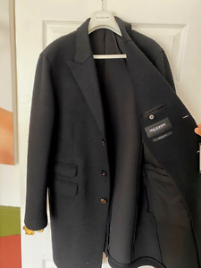 £1750 New NEIL BARRETT Mens Wool Black Jacket Coat Skinny Fit Overcoat 54