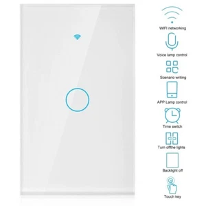 Panel de interruptor táctil de luz de pared inteligente WiFi de 1 banda para aplicación Alexa/Tuya/Smat Life - Imagen 1 de 11