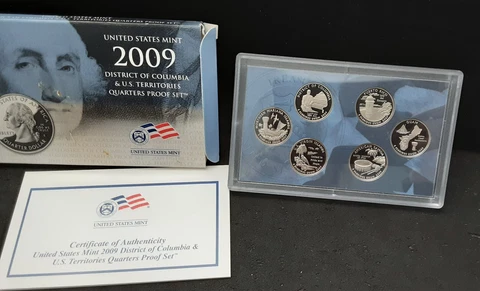 2009 U.S. MINT DISTRICT OF COLUMBIA & US TERRITORIES QUARTERS PROOF SET -BOX/COA Cover