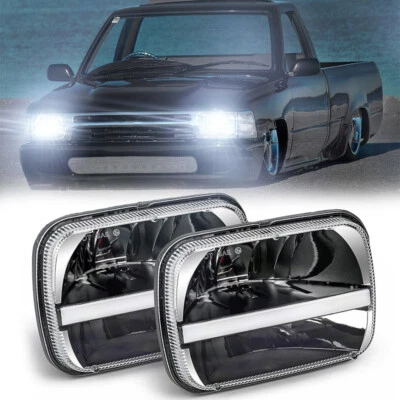 DOT Pair 5x7" 7x6 LED Headlights DRL For Toyota 82-1995 Pickup Celica MR2 Tacoma - Imagem 1 de 4