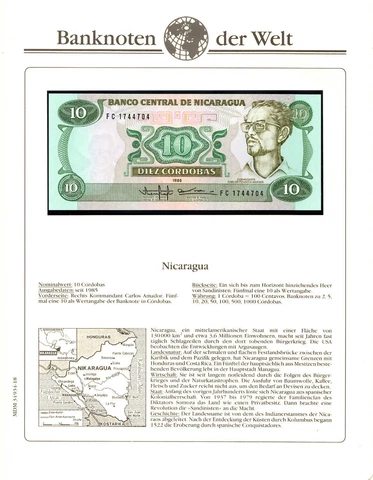Banknotes of World Nicaragua 10 Cordobas 1985 P-151 UNC FC1744704 Cover