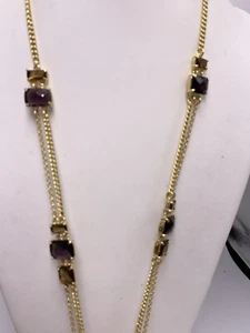 Neu ohne Etikett Brooks Brothers goldfarbene Kette & Kristallstation 36" Halskette P319 - Bild 1 von 9