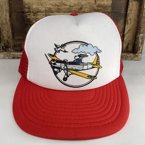 Vintage Snapback Trucker Hat Cap Airplane Mesh Advertising Aviation - Picture 1 of 10