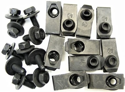 CHRYSLER 6mm Bolts & U-nut Clips- M6-1.0 x 16mm Long- 10mm Hex- 20pcs 10ea- #378 - Image 1 of 4