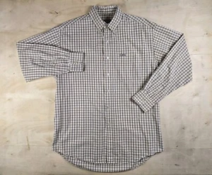 Chaps Ralph Lauren Shirt Mens Large Beige Blue Plaid Long Sleeve Button Down - Picture 1 of 15