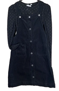 GAP Kids Girls Sz XXL Black Corduroy Jumper Overalls Outfit Gold Polka Dots NWT - Picture 1 of 11