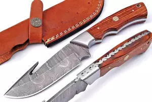 Fixed Blade Knife Hand-Crafted Damascus Steel With Sheath Hunting Chef's Knife - Picture 1 of 7