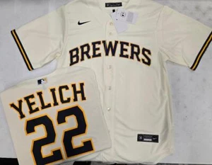 40411 MILWAUKEE BREWERS Yelich Frelick Hoskins Dunn 100% REAL Jersey IVORY - Picture 1 of 9