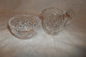CUT GLASS CRYSTAL INDIVIDUAL SUGAR BOWL & CREAMER - Picture 1 of 2