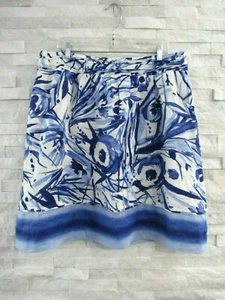 Carlisle Blue & White Linen Watercolor Abstract Wearable Art Skirt 16 - Picture 1 of 7