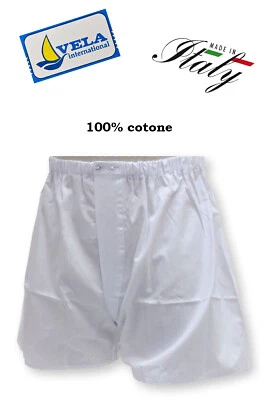 6 Mutande boxer uomo apertura anteriore 100% cotone made in Italy VELA Europa - Immagine 1 di 4