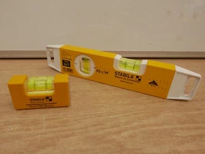 STABILA 70T 10" TORPEDO BOAT SHAPE SPIRIT LEVEL + MAGNETIC POCKET LEVEL 17768 - Picture 1 of 1
