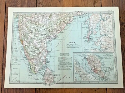 1903 large colour fold out map titled -  india - southern part ! - Image 1 of 4