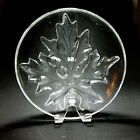 LALIQUE MONTREAL Lead Crystal Maple Leaf 9" Round Tray
