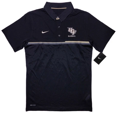 NIKE UCF Knights Baseball Polo Shirt Black Stripe Small S ~ New Cover