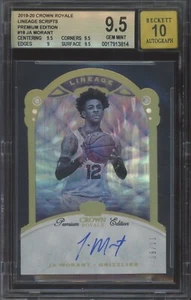 2019-20 Crown Royale Ja Morant #NL-JMT Lineage Premium Edition Auto /11 BGS 9.5 - Picture 1 of 2