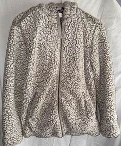 Thread & Supply große graue Sherpa Fleece Zip Jacke durchgehender Reißverschluss Kapuze weich warm - Bild 1 von 6