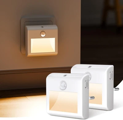 [2 Pezzi] Luce Notturna LED Con Sensori Di Movimento E Crepuscolare, Bianco Cald - Immagine 1 di 4