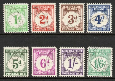 Gilbert & Ellice Is. Juego de cuotas de franqueo 1940 SG D1-D8 usado fino. (R2646) Foto 1 de 2