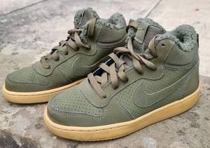 Nike Court Borough Mid Winter GS Olive Kids UK 3.5 Sherpa Lined Unisex - Picture 1 of 24