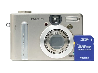 Casio QV-R4 4.0MP 3x Optical Zoom Compact Digital Camera Silver Used From Japan - Image 1 of 4