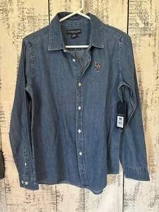 Us Polo Assn. Lightweight Denim Shirt  Long Sleeve Xl 14/16 NWT Boys - Picture 1 of 4
