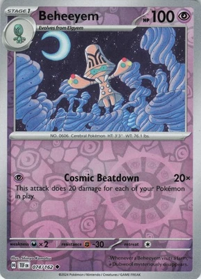 Beheeyem Reverse Holo 074/162 Uncommon SV05: Temporal Forces NM Pokémon - Image 1 of 2