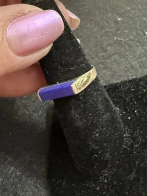 Anillo llamativo de plata de ley 925 lapislázuli talla 7 banda  Foto 1 de 4