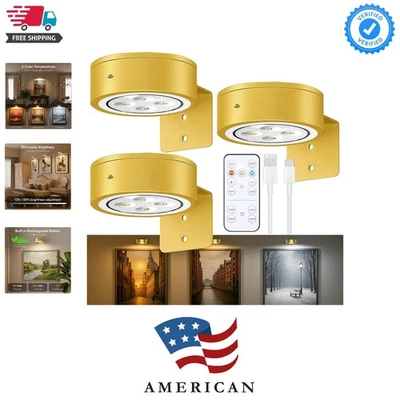 3-Pack Picture Lights for Wall, Rechargeable Battery Operated Led Painting Li... - Image 1 of 4
