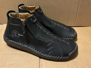 Fashion Brand Slip On Shoes Black Side Zipper 100% Caoutchouc EU 45 US 11 - Picture 1 of 13