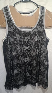 Women's Lace Overlay Sleeveless Tank Top Michael Michael Kors Size 1x - Picture 1 of 7