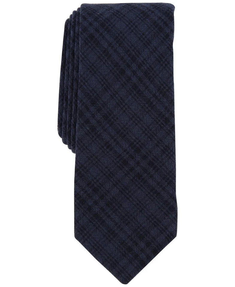 Bar III Men's Cotton Blend Tie Toto Plaid - Navy - Image 1 of 1