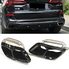2x Tail Exhaust Pipe Tips For BMW X5 X6 G05 G06 2010-2024 Black Stainless Steel