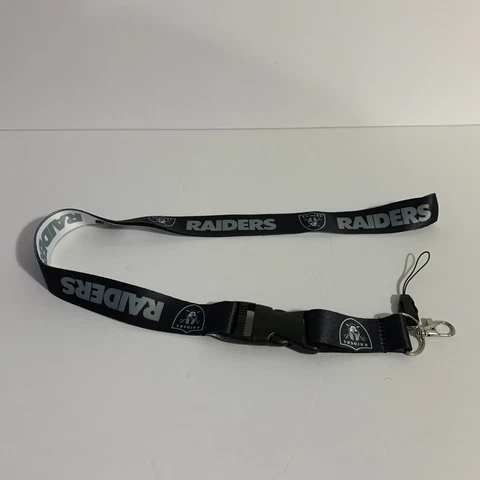NFL Lanyard Los Angeles Raiders Strap Keychain Reversible Colors Buckle Clip Cover