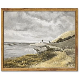 Coastal Framed Canvas Wall Art Vintage Landscape Seascape Classic Hallway Kitche - Picture 1 of 6