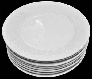 Set of 8 Gibson FOUR SEASONS White Basketweave Fruit Floral Salad Plates 7 3/4" - Picture 1 of 7
