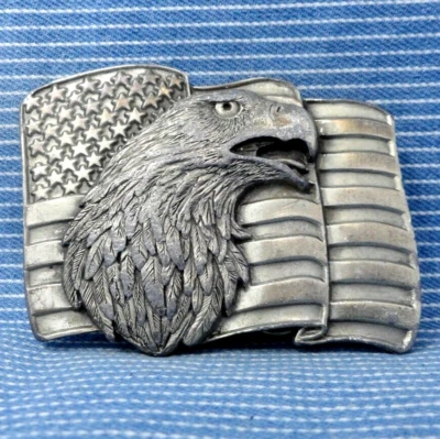 Águila Calva Bandera Americana Patriótica Hebilla de Cinturón De Colección Años 90 Siskiyou . PCB946 Foto 1 de 4