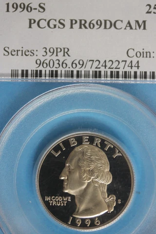 1996 S PR 69 DCAM George Washington Quarter PCGS Graded Certified Slab OCE 319 Cover