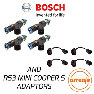 R53 MINI Cooper S JCW GP Genuine Bosch 550cc Fuel Injectors Set of 4 + ADAPTORS - Picture 1 of 1