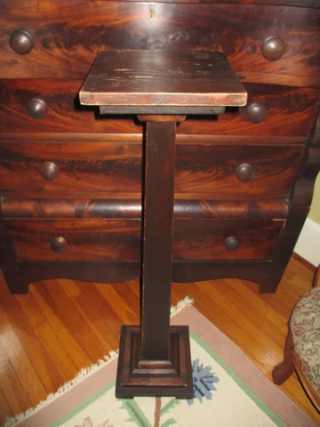 Antique Arts and Craft Oak Torchere Jardiniere Plant Stand 39.5" tall Cover