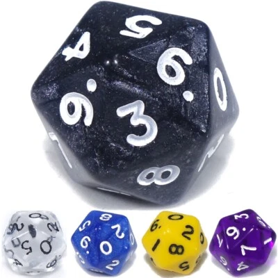 D20 0-9 "D10" (Select Colour) * 20 Sided Single Poly Dice D&D RPG Maths Game - Image 1 of 3