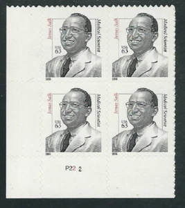 Scott # 3428...63 Cent... Jonas Salk...Plate Block - Picture 1 of 1