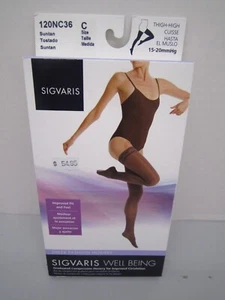 SIGVARIS 120N 15-20 mmHg COMPRESIÓN TRANSPARENTE MUSLO-HI BRONCEADO PUNTERA CERRADA - Imagen 1 de 2