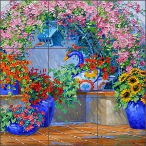 Azulejos mural salpicadero Senkarik flores de cerámica floral arte cisne MSA179 - Imagen 1 de 7