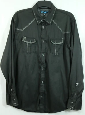 Men's ROAR Foundation XL Regular Button Front Casual Shirt Contrast Stitch Logos - Image 1 of 4