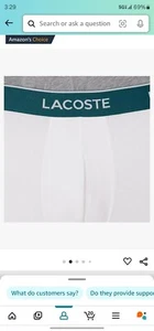 Lacoste Underwear 3 Packs Of 3 Classic Cotton Trunks Flyless Contoured Pouch NEW - Picture 1 of 4