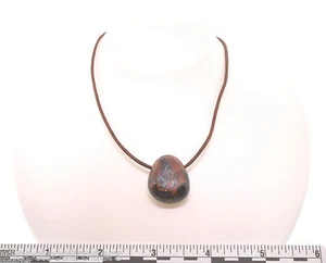 Brecciated Jasper Necklace Leather Cord Sterling Silver Clasp Protection Unisex - Picture 1 of 2
